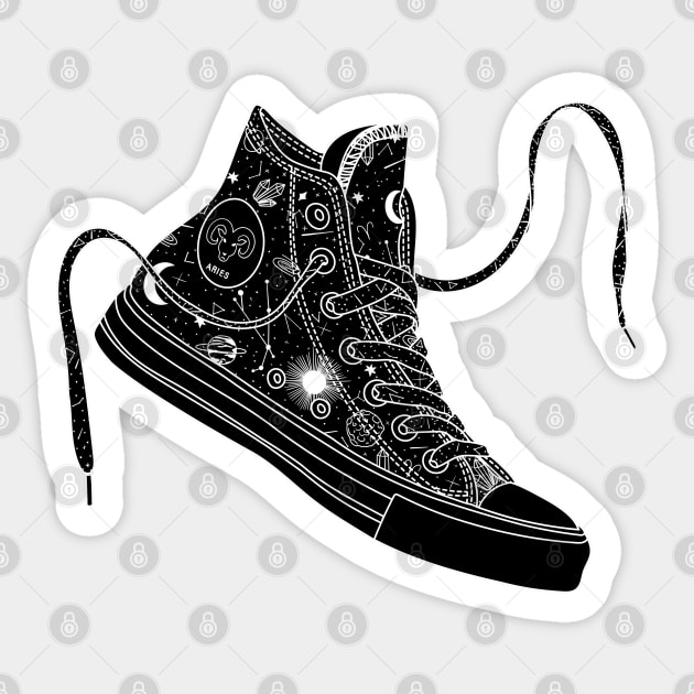 Aries high tops - Black &amp; White Sticker by MickeyEdwards